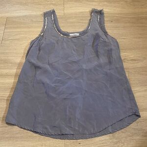 Ann Taylor Loft womens purple grey embellished neckline silk tank top size small